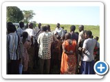 Project staff sensitizing communities about the project