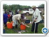 Project staff taking measurements from the samples